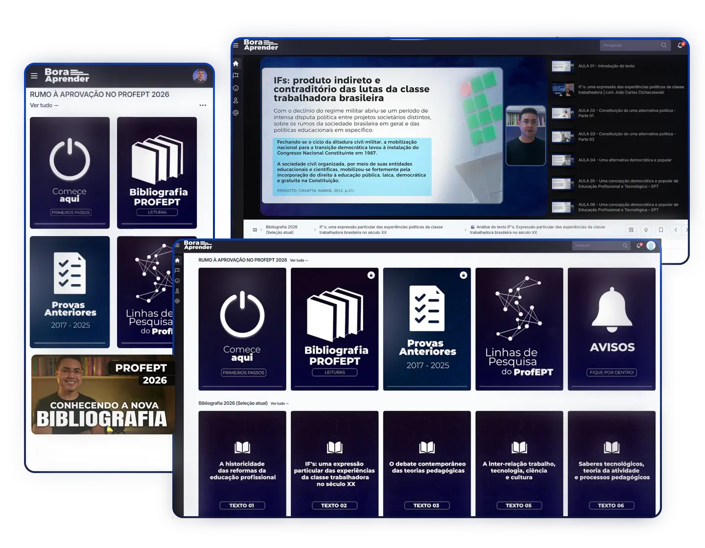 Plataforma Bora Aprender — interface do curso ProfEPT 2027